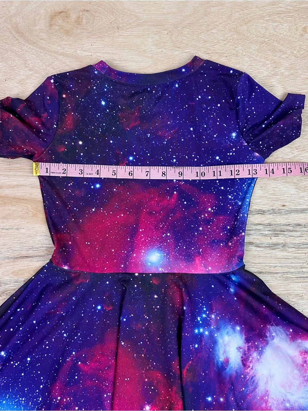 Girls Short Sleeve Celestial Galaxy Print Twirl Dress - Picture 6 of 7